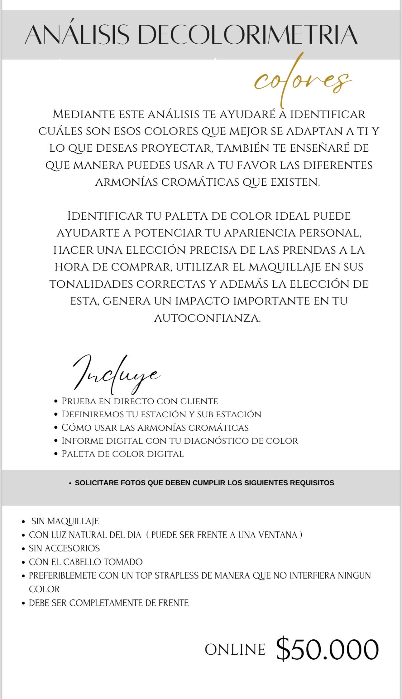 ANÁLISIS DE COLORIMETRÍA - ONLINE